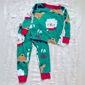 Carter's 2pc Christmas Pajama Set, Santa, Reindeer, Fa La La, 100% Cotton, 2T
